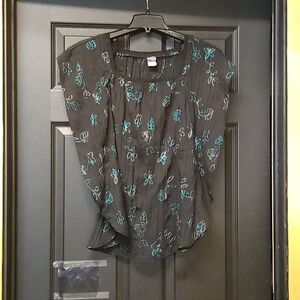 Cute black with blue embroidery top